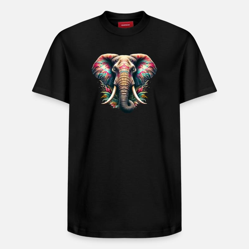Éléphant - T-shirt unisexe décontracté en coton Supima – de SPREAD - noir