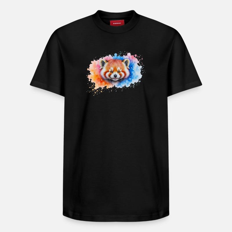 Wasserfarbener Roter Panda Splash - Relaxed Unisex Supima Cotton T-Shirt – von SPREAD - Schwarz