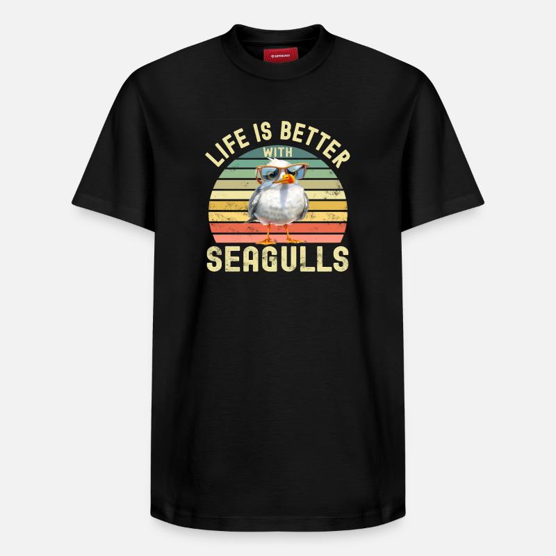 Mouettes - T-shirt unisexe décontracté en coton Supima – de SPREAD - noir