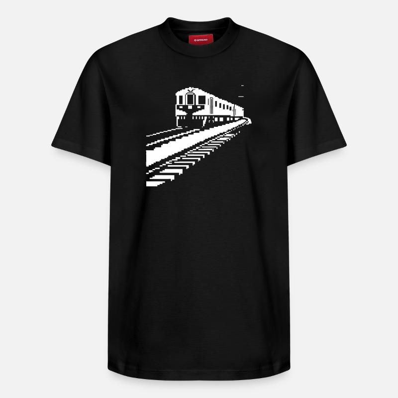 Chemin de fer Pixel Art - T-shirt unisexe décontracté en coton Supima – de SPREAD - noir