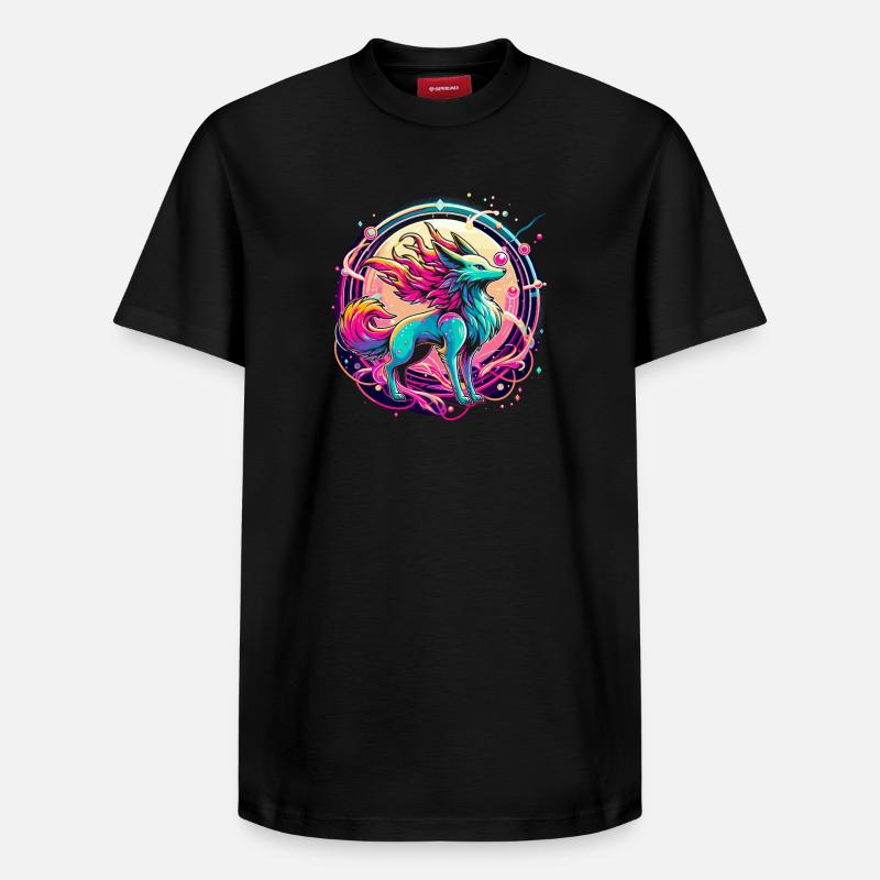 Art du renard psychédélique - T-shirt unisexe décontracté en coton Supima – de SPREAD - noir