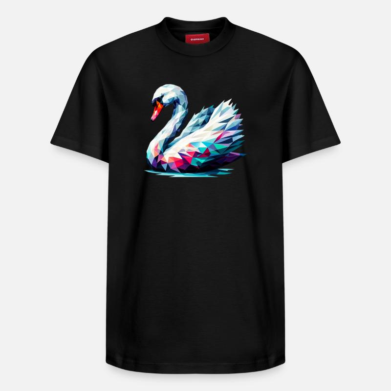Polygonaler Schwan - Relaxed Unisex Supima Cotton T-Shirt – von SPREAD - Schwarz