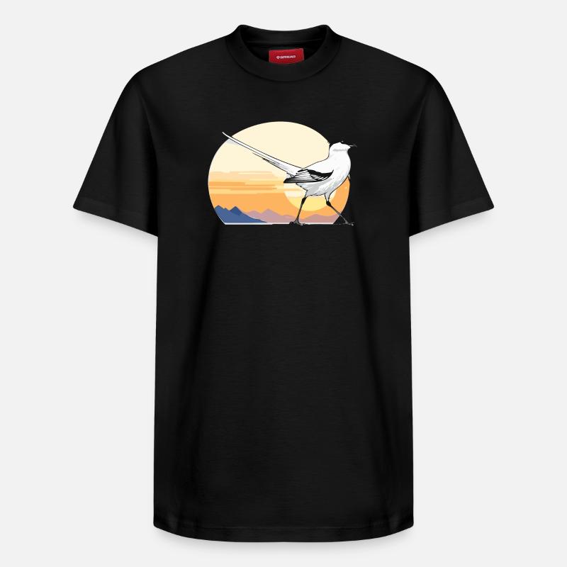 Oiseau au lever du soleil - T-shirt unisexe décontracté en coton Supima – de SPREAD - noir