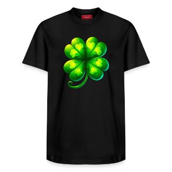 Trèfle à quatre feuilles - T-shirt unisexe décontracté en coton Supima – de SPREAD - noir - Devant - AI Model Female 172 light (172cm) & AI Model Male 178 light (178cm)