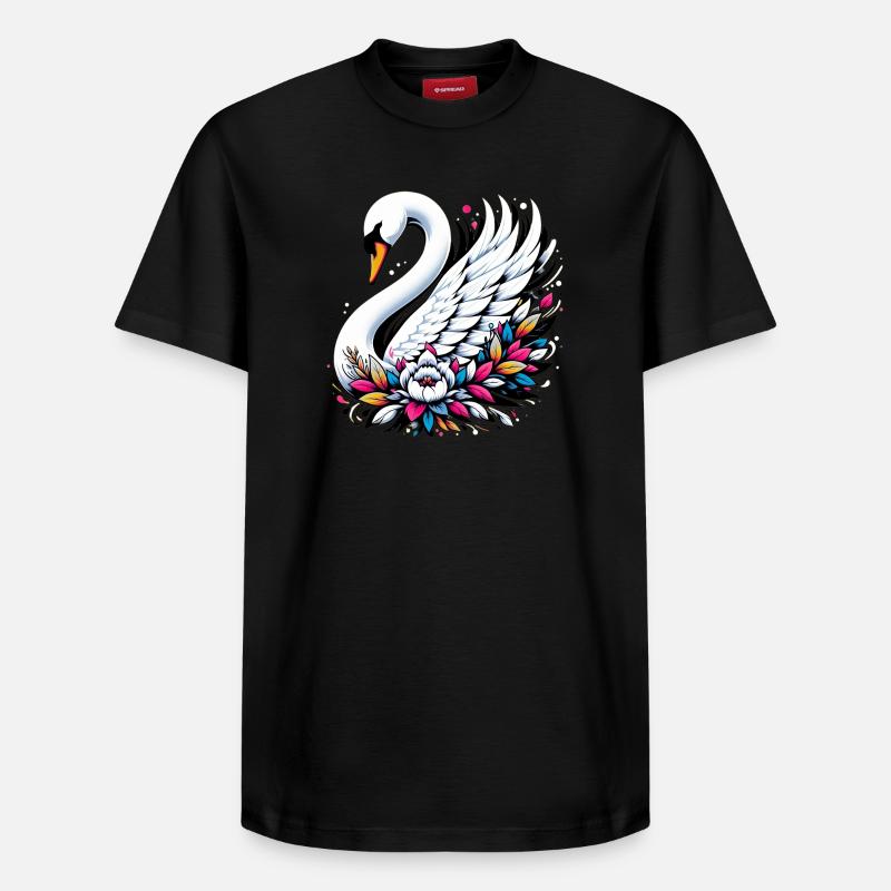 Cygne - T-shirt unisexe décontracté en coton Supima – de SPREAD - noir
