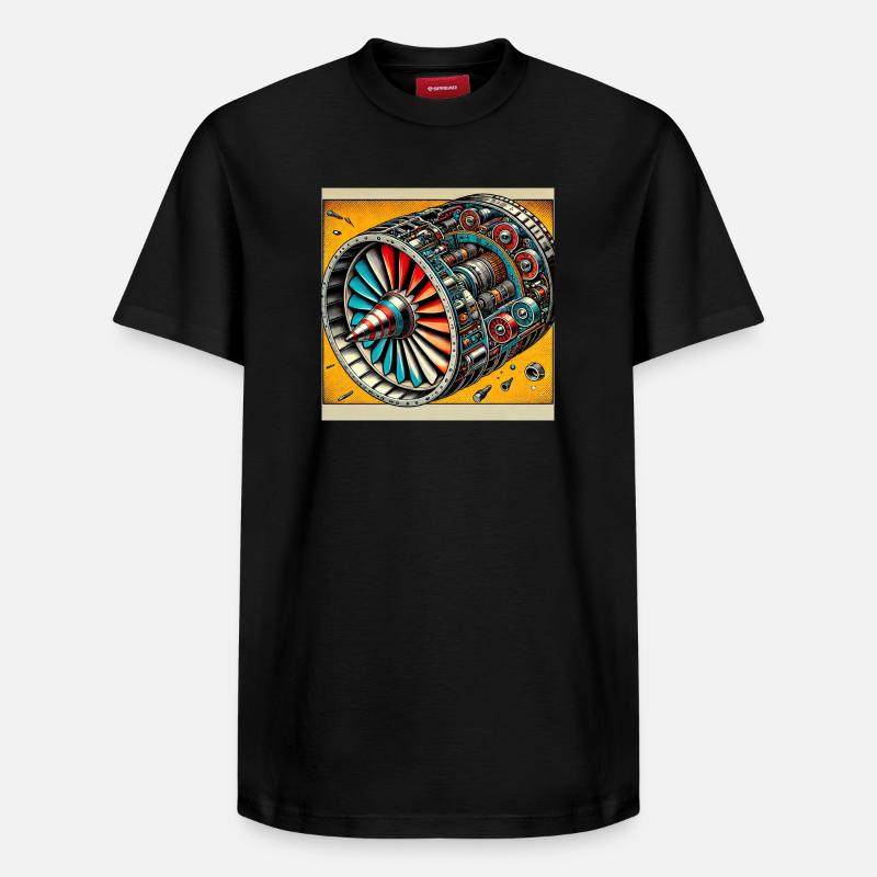Turbine Unleashed : Bande dessinée - Turbine d’avion - T-shirt unisexe décontracté en coton Supima – de SPREAD - noir