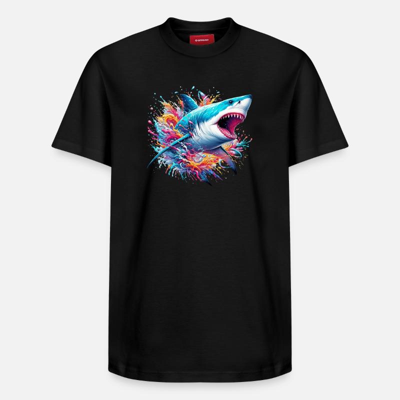 Requin - T-shirt unisexe décontracté en coton Supima – de SPREAD - noir