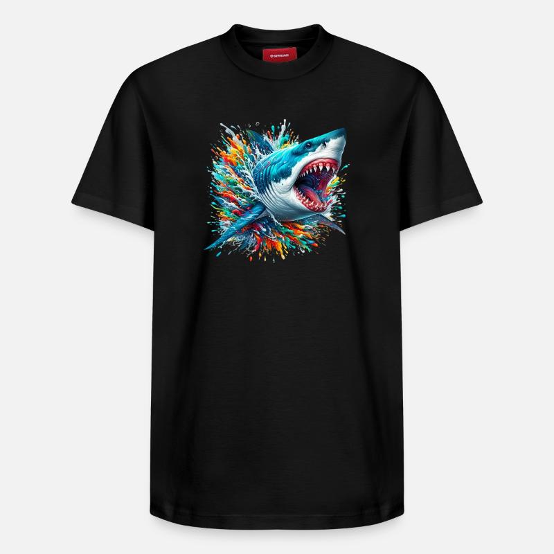 Requin - T-shirt unisexe décontracté en coton Supima – de SPREAD - noir