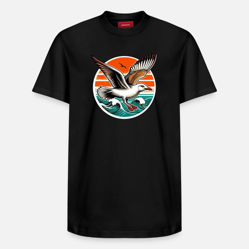 Mouette - T-shirt unisexe décontracté en coton Supima – de SPREAD - noir