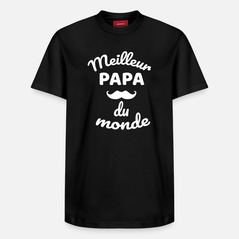 Design Papa Moustache Globale Authentique - T-shirt unisexe décontracté en coton Supima – de SPREAD - noir