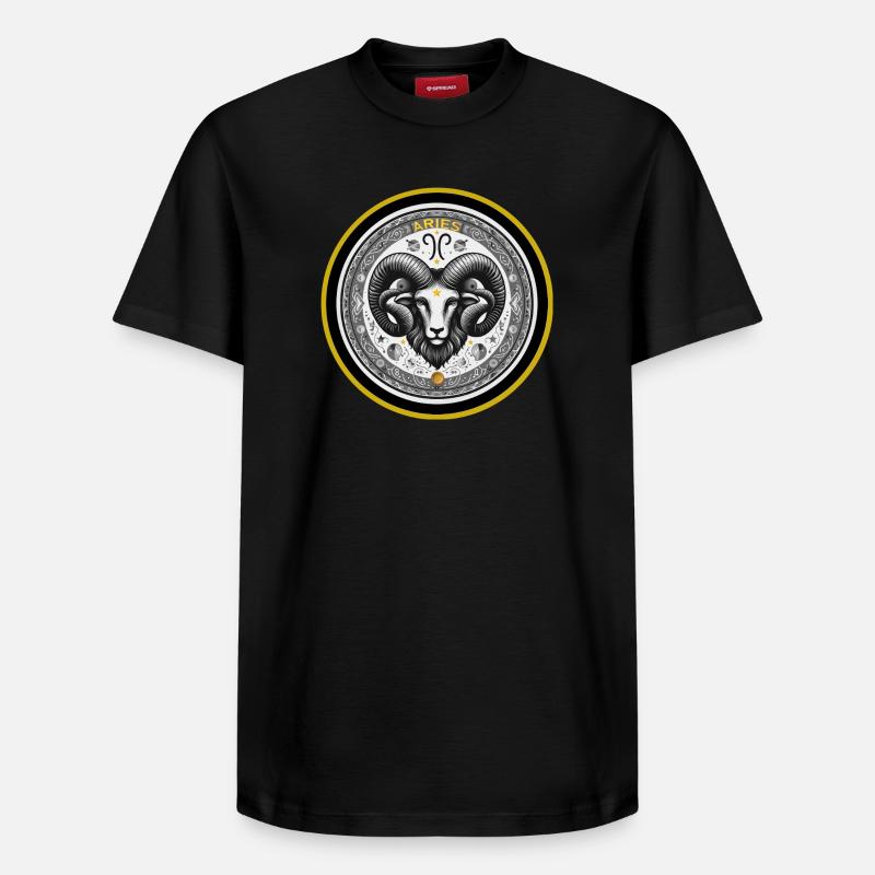 Widder Zodiac Sternzeichen Widder Ornament - Relaxed Unisex Supima Cotton T-Shirt – von SPREAD - Schwarz