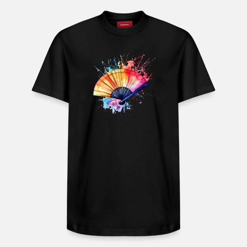 Lebendiger Aquarell-Fächer - Relaxed Unisex Supima Cotton T-Shirt – von SPREAD - Schwarz
