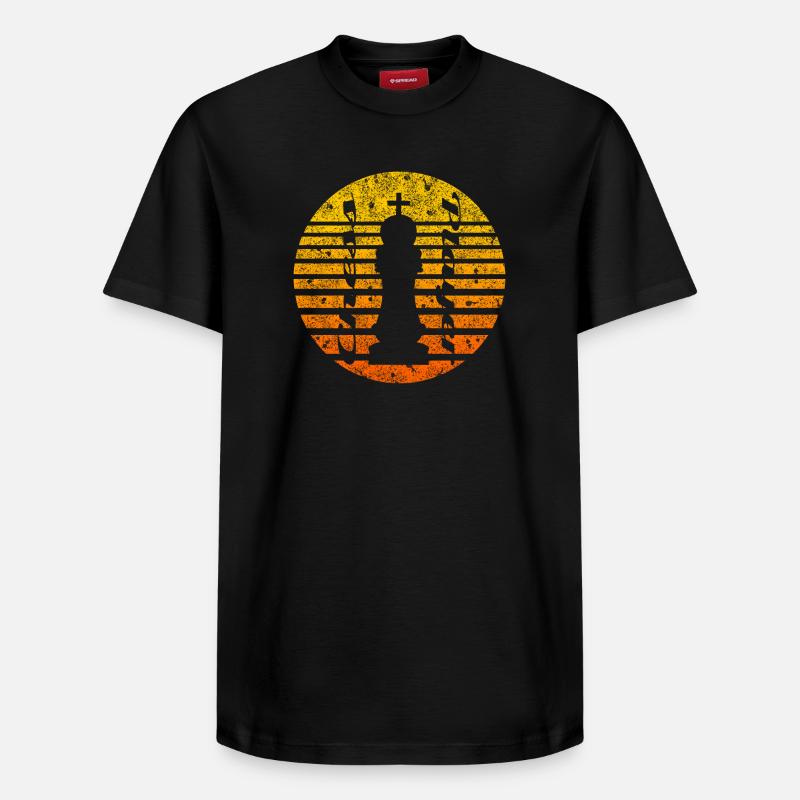 Motif d’échecs avec roi - T-shirt unisexe décontracté en coton Supima – de SPREAD - noir