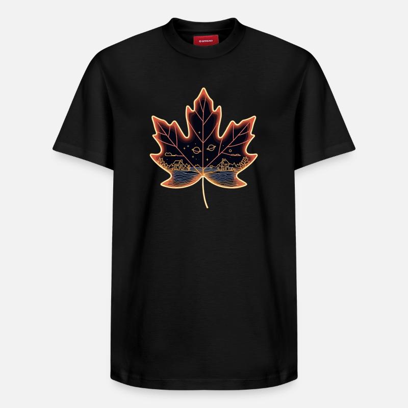 Feuille d’érable - T-shirt unisexe décontracté en coton Supima – de SPREAD - noir