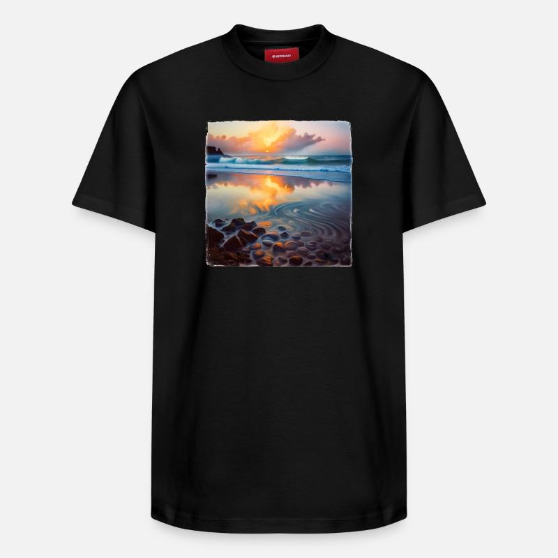 Plage Cailloux - T-shirt unisexe décontracté en coton Supima – de SPREAD - noir