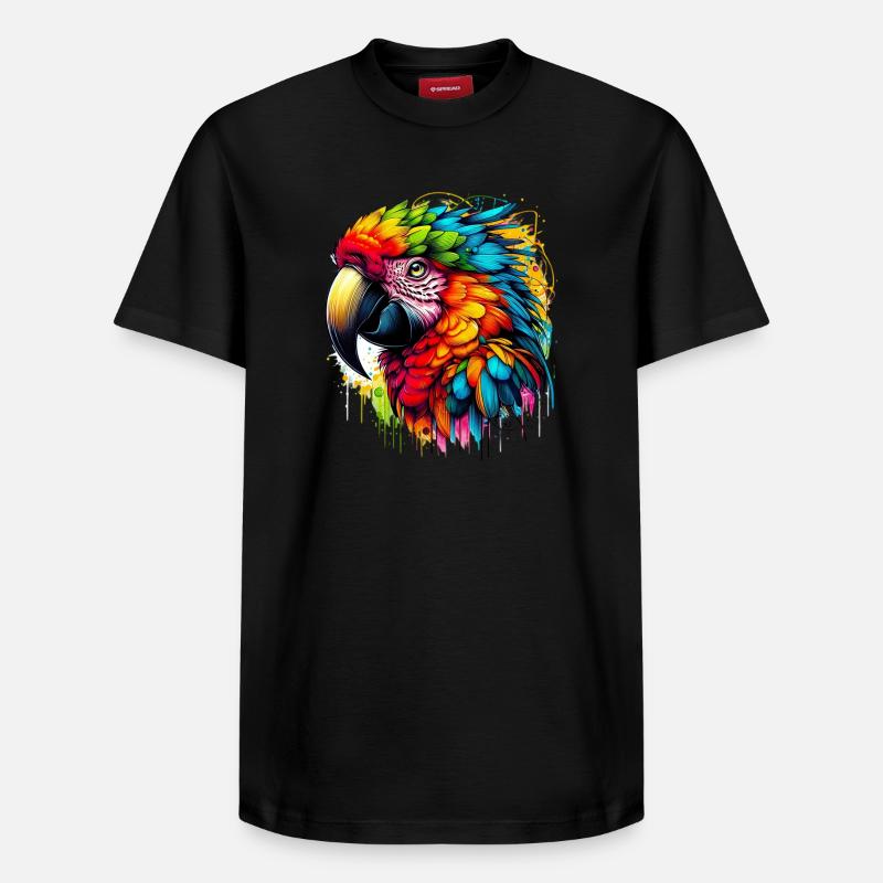 Perroquet - T-shirt unisexe décontracté en coton Supima – de SPREAD - noir