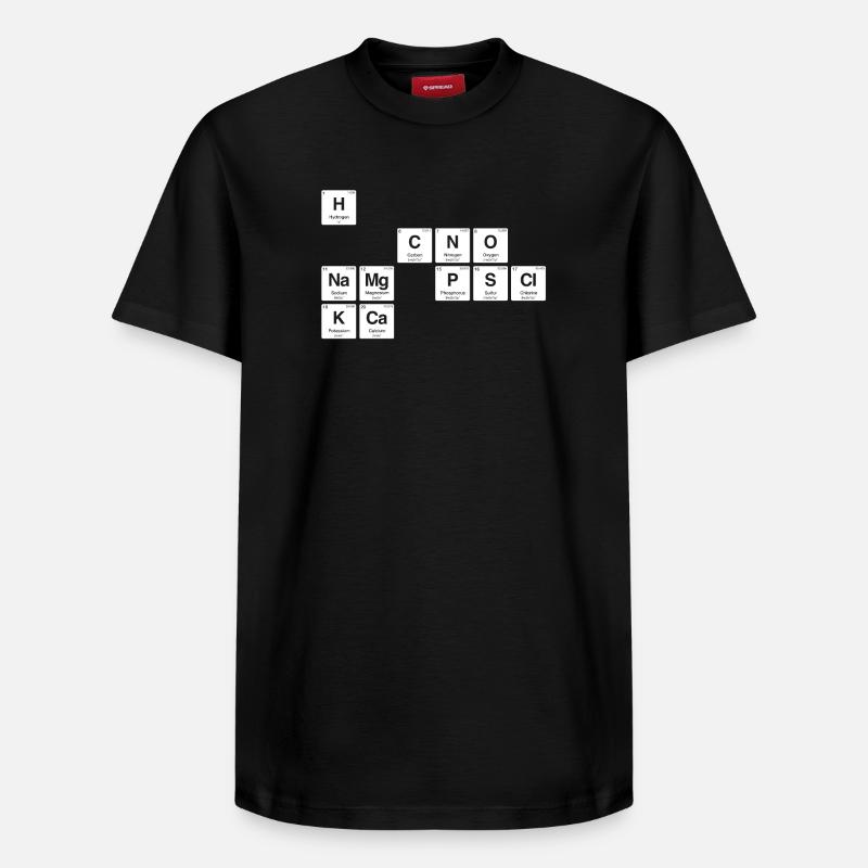 Éléments chimiques du corps humain - T-shirt unisexe décontracté en coton Supima – de SPREAD - noir