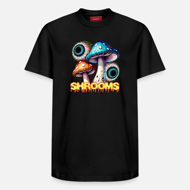 Champignons Psychédéliques Illusion Oeil Art - T-shirt unisexe décontracté en coton Supima – de SPREAD - noir