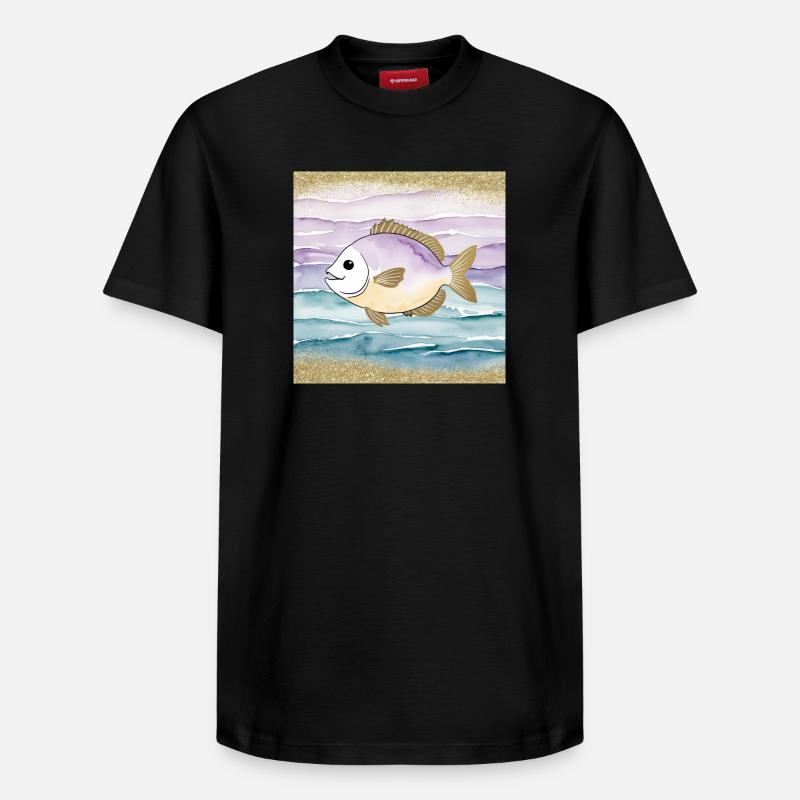 Poisson joueur dans l’eau - T-shirt unisexe décontracté en coton Supima – de SPREAD - noir