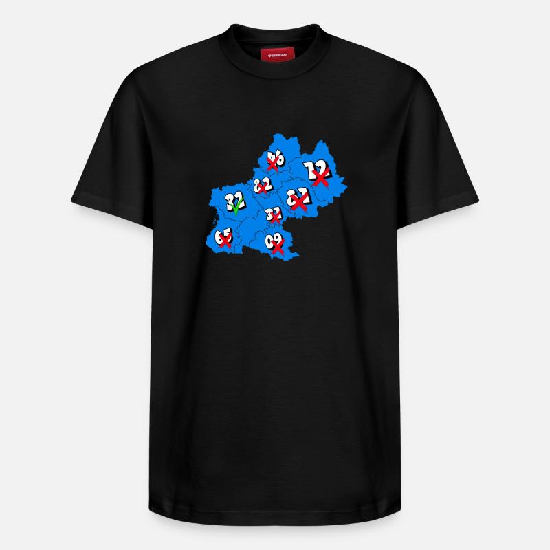 Région Midi-Pyrénées - T-shirt unisexe décontracté en coton Supima – de SPREAD - noir