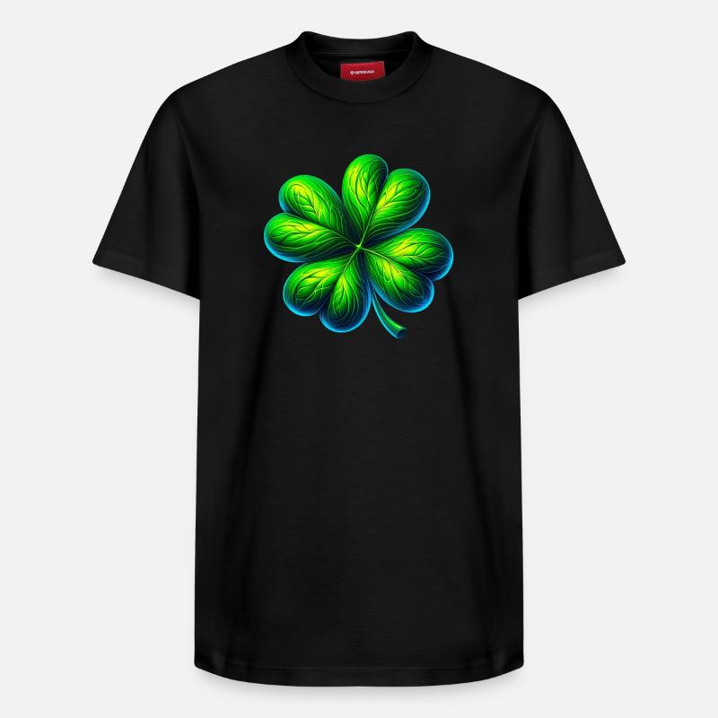 Trèfle à quatre feuilles - T-shirt unisexe décontracté en coton Supima – de SPREAD - noir