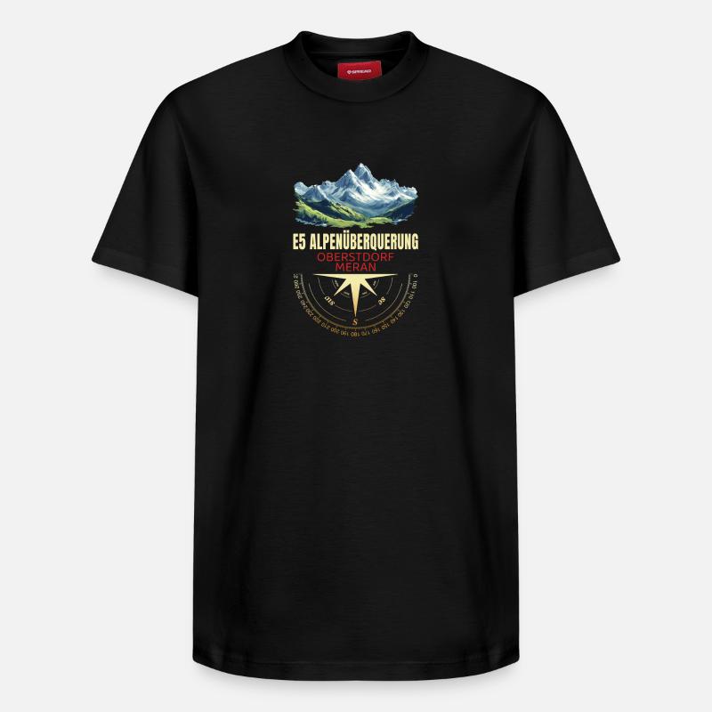 E5 Alpenüberquerung - Relaxed Unisex Supima Cotton T-Shirt – von SPREAD - Schwarz