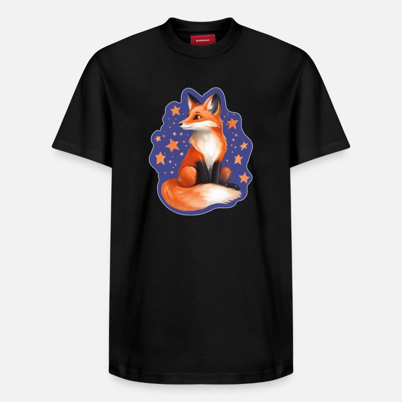 Fuchs und Sterne - Relaxed Unisex Supima Cotton T-Shirt – von SPREAD - Schwarz