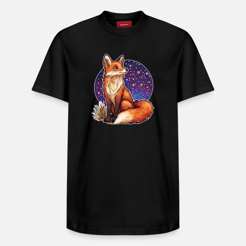 Fuchs und Sternenhimmel - Relaxed Unisex Supima Cotton T-Shirt – von SPREAD - Schwarz
