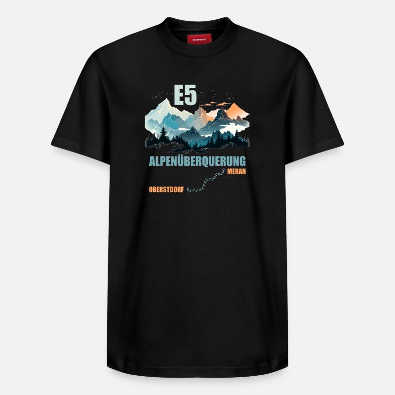 E5 Alpenüberquerung - Relaxed Unisex Supima Cotton T-Shirt – von SPREAD - Schwarz