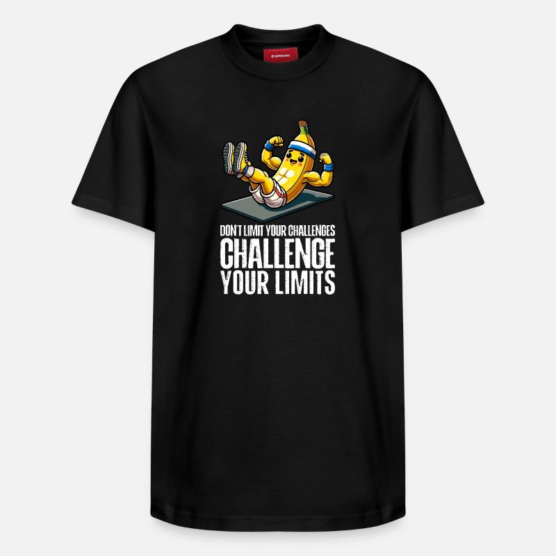 Challenge Your Limits Bodybuilder Bauchmuskeln - Relaxed Unisex Supima Cotton T-Shirt – von SPREAD - Schwarz