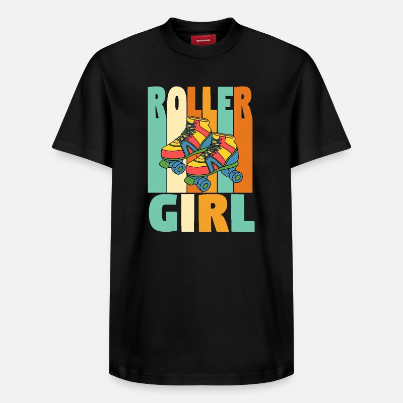 Retro Roller Mädchen - Relaxed Unisex Supima Cotton T-Shirt – von SPREAD - Schwarz