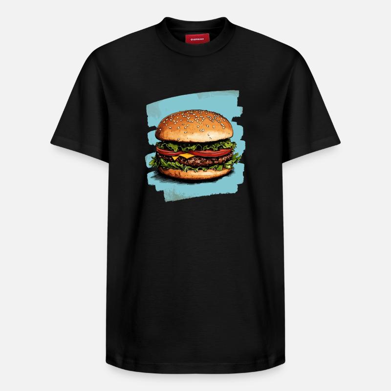 Burger Retro - Relaxed Unisex Supima Cotton T-Shirt – von SPREAD - Schwarz