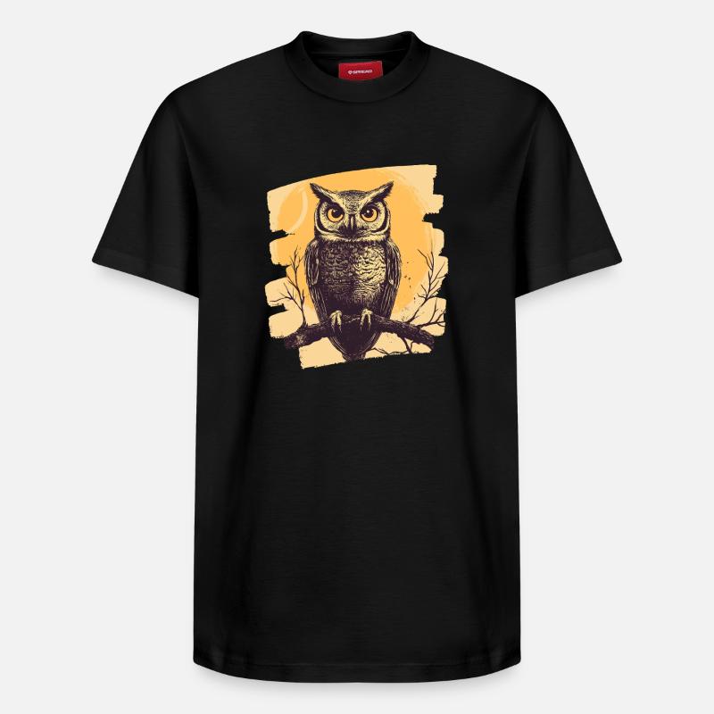 Eule - Relaxed Unisex Supima Cotton T-Shirt – von SPREAD - Schwarz