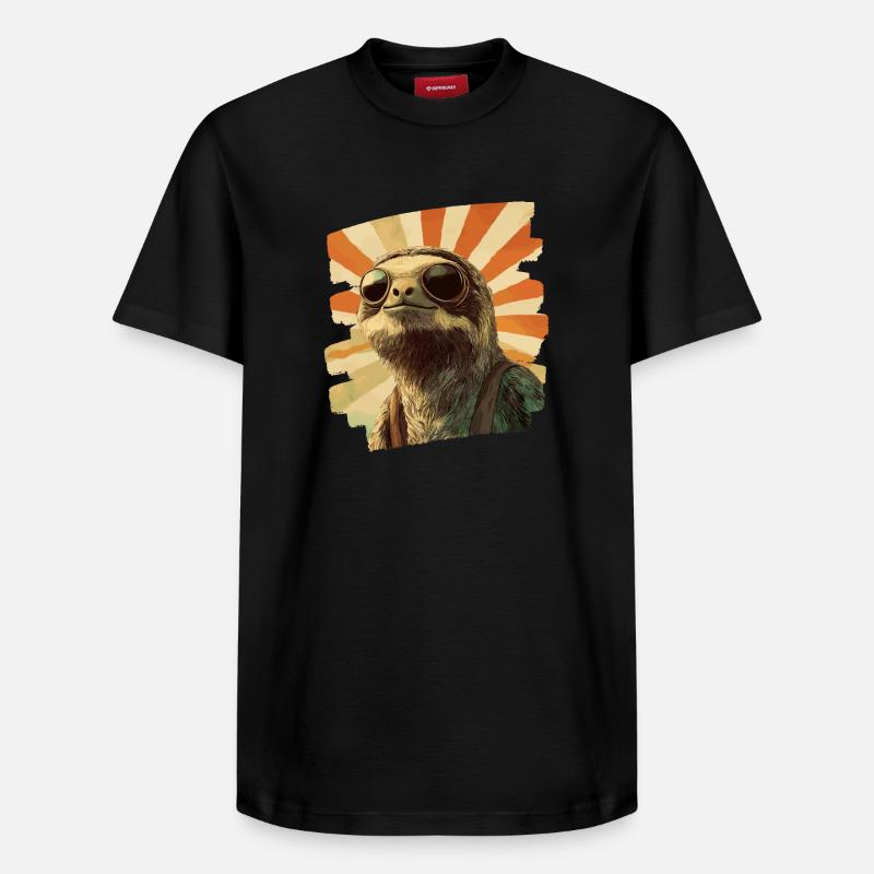 Faultier Retro - Relaxed Unisex Supima Cotton T-Shirt – von SPREAD - Schwarz