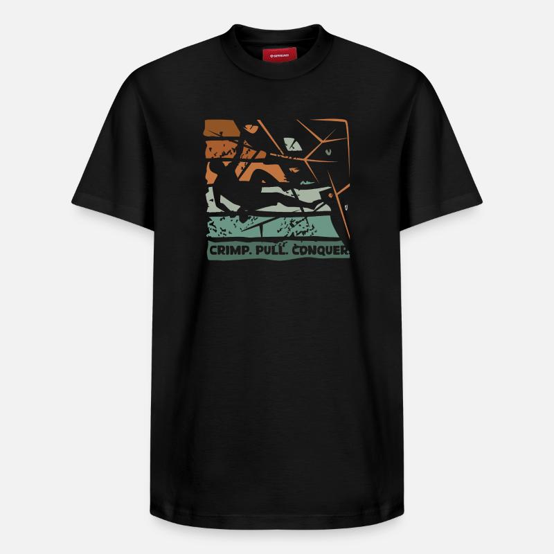 Bouldering – Crimping. Pull. Conquer. - Relaxed Unisex Supima Cotton T-Shirt – by SPREAD - black