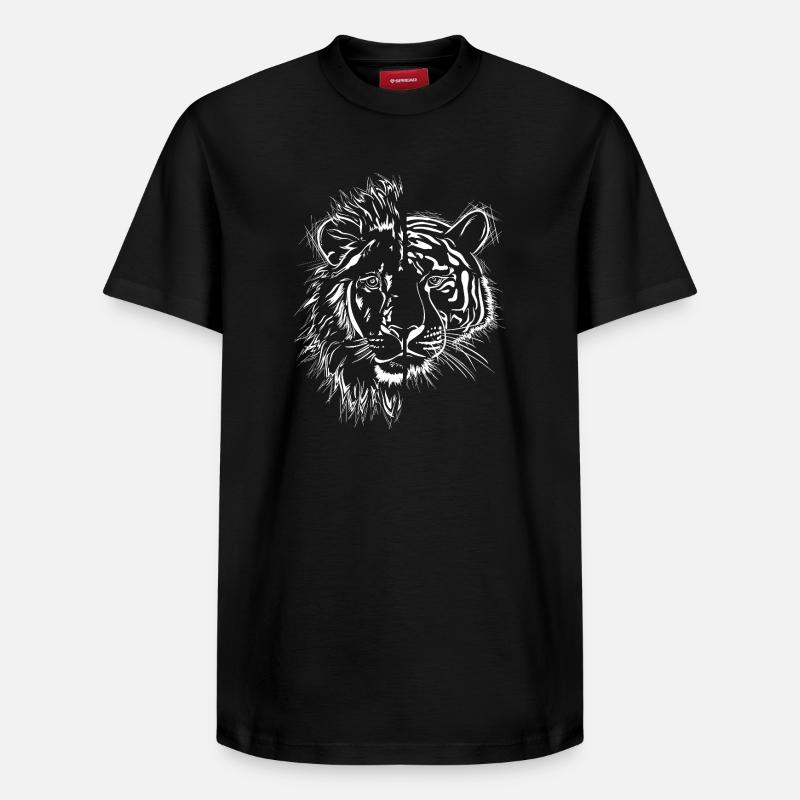 mi-lion mi-tigre - T-shirt unisexe décontracté en coton Supima – de SPREAD - noir