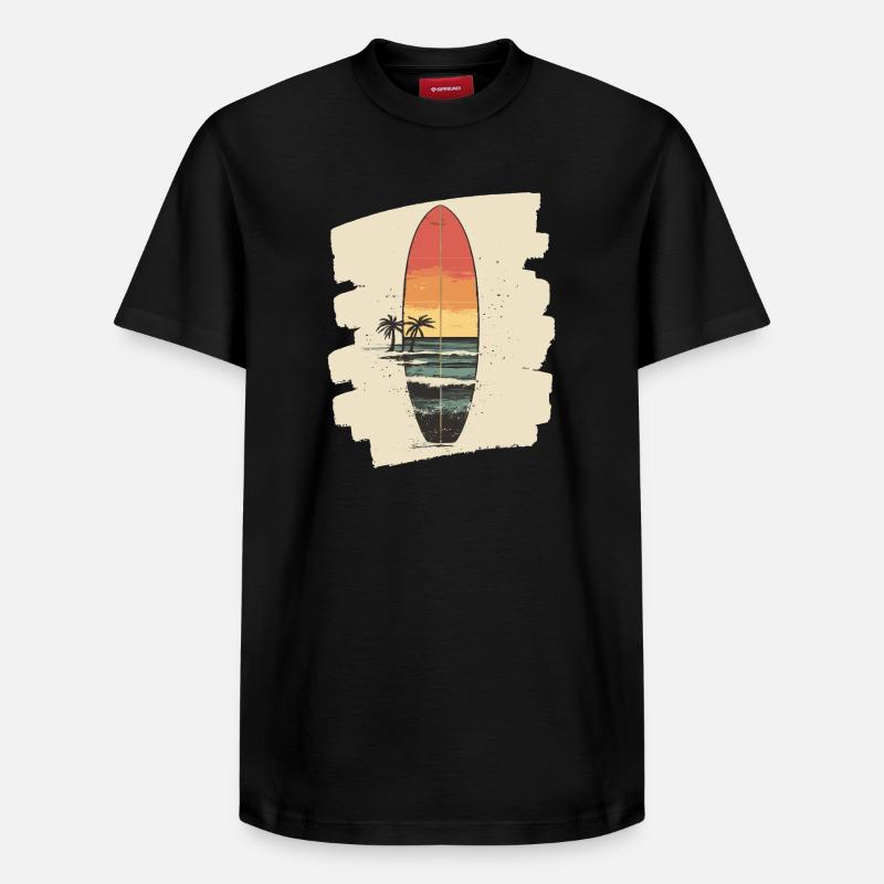 Planche de surf - T-shirt unisexe décontracté en coton Supima – de SPREAD - noir