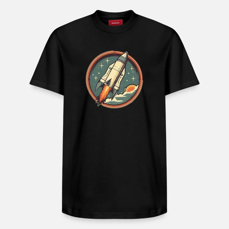 Fusée Rétro - Fusée Spatiale - T-shirt unisexe décontracté en coton Supima – de SPREAD - noir