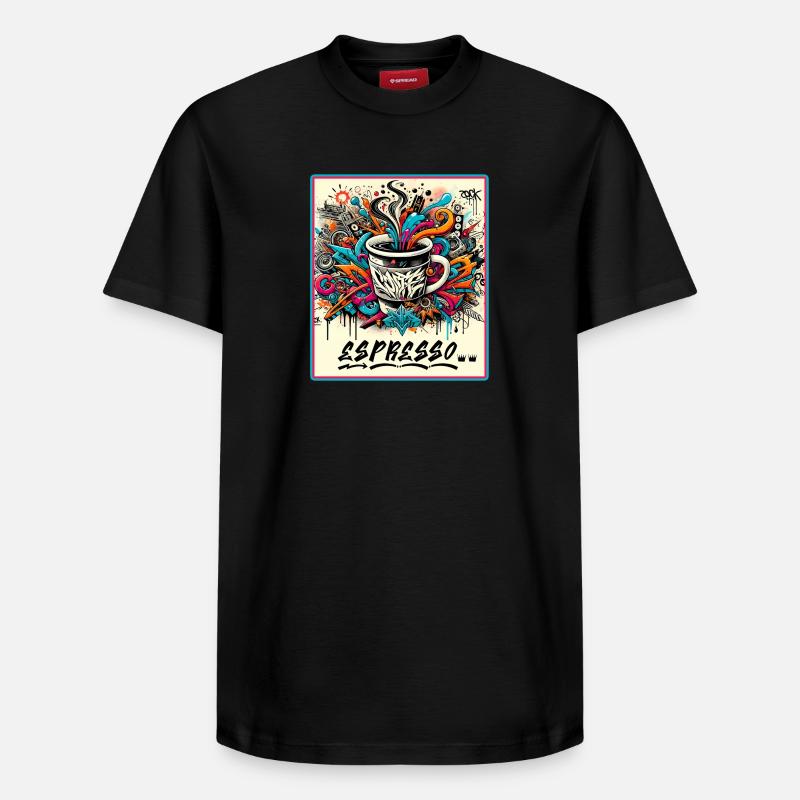 Espresso Graffiti Café Design - T-shirt unisexe décontracté en coton Supima – de SPREAD - noir