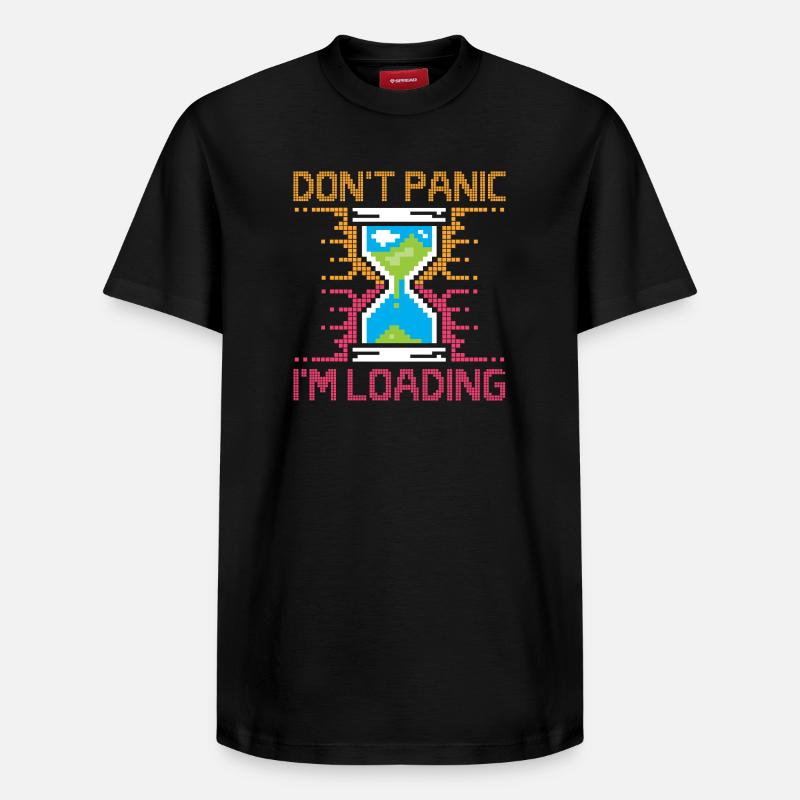 Don't Panic – Pixel Loading Sanduhr - Relaxed Unisex Supima Cotton T-Shirt – von SPREAD - Schwarz