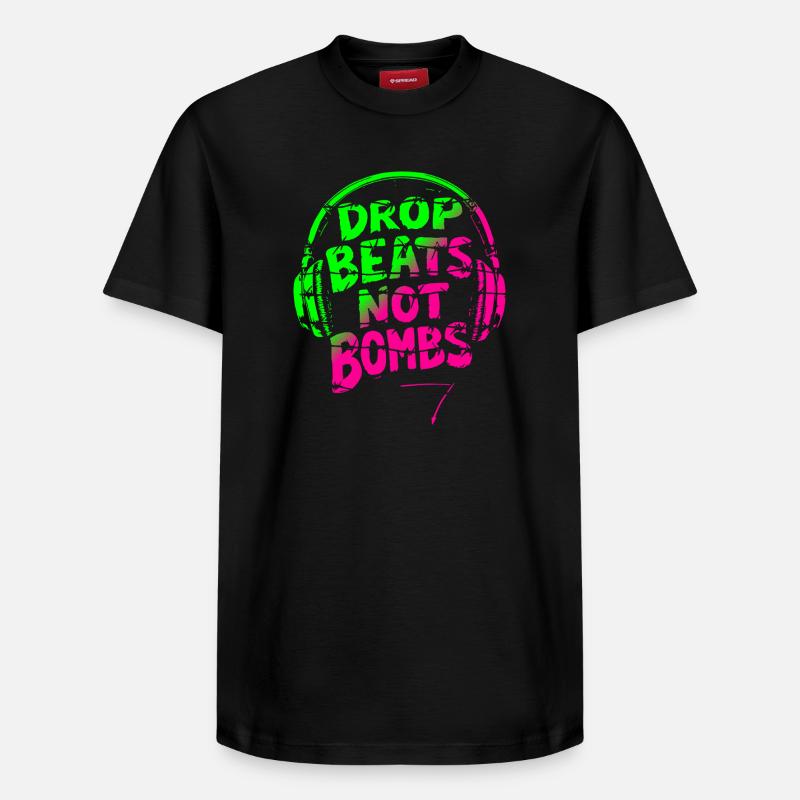 Drop Beats Not Bombs vert rose - T-shirt unisexe décontracté en coton Supima – de SPREAD - noir
