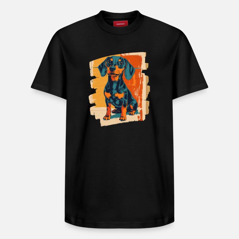 Teckel Dackel - T-shirt unisexe décontracté en coton Supima – de SPREAD - noir