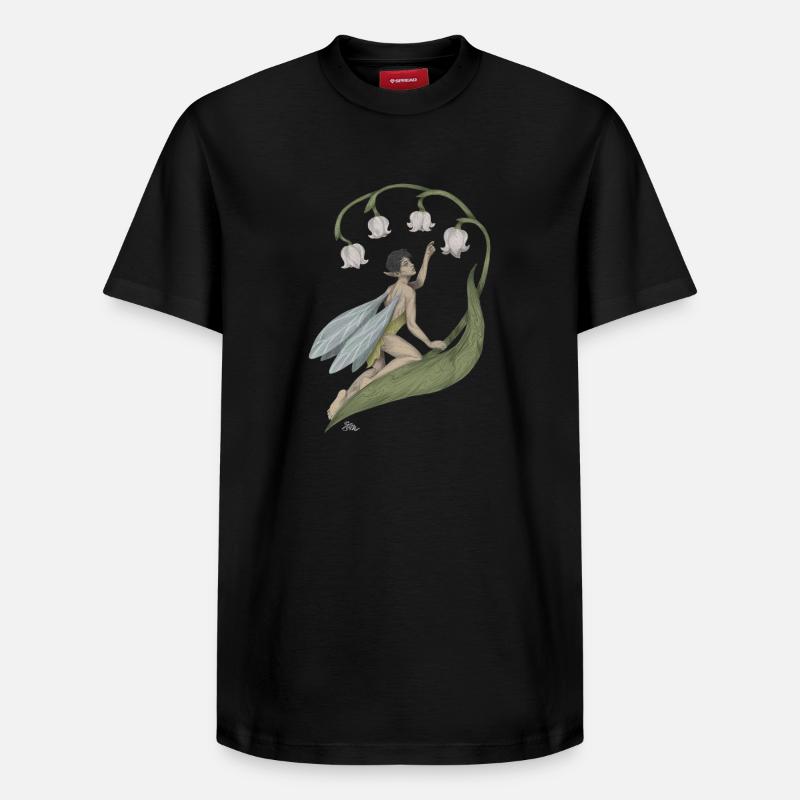 Pixie mit Maiglöckchen - Relaxed Unisex Supima Cotton T-Shirt – von SPREAD - Schwarz