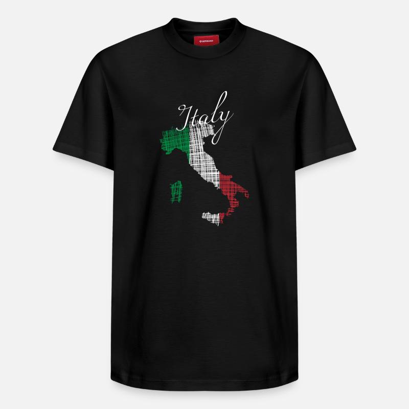 Italienische Silhouette mit Script - Relaxed Unisex Supima Cotton T-Shirt – von SPREAD - Schwarz