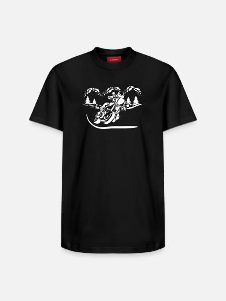 Motorrad Waldsilhouette - Relaxed Unisex Supima Cotton T-Shirt – von SPREAD - Schwarz