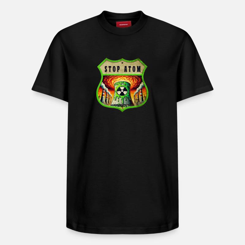 Stop Atom Wappen Design - Relaxed Unisex Supima Cotton T-Shirt – von SPREAD - Schwarz