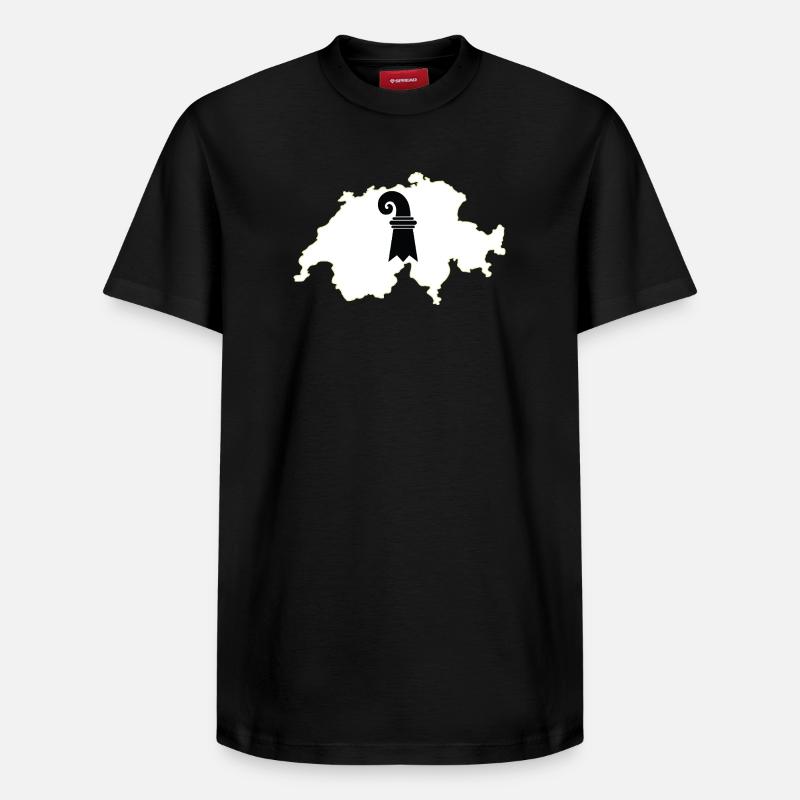 Bâle-Ville, Suisse - T-shirt unisexe décontracté en coton Supima – de SPREAD - noir