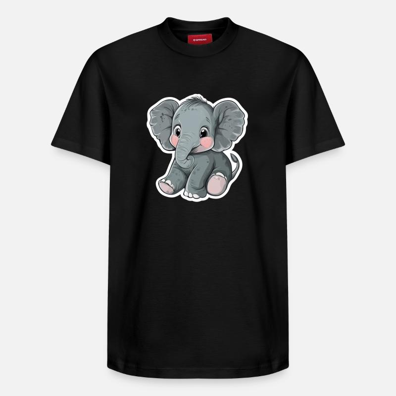 Éléphant - T-shirt unisexe décontracté en coton Supima – de SPREAD - noir