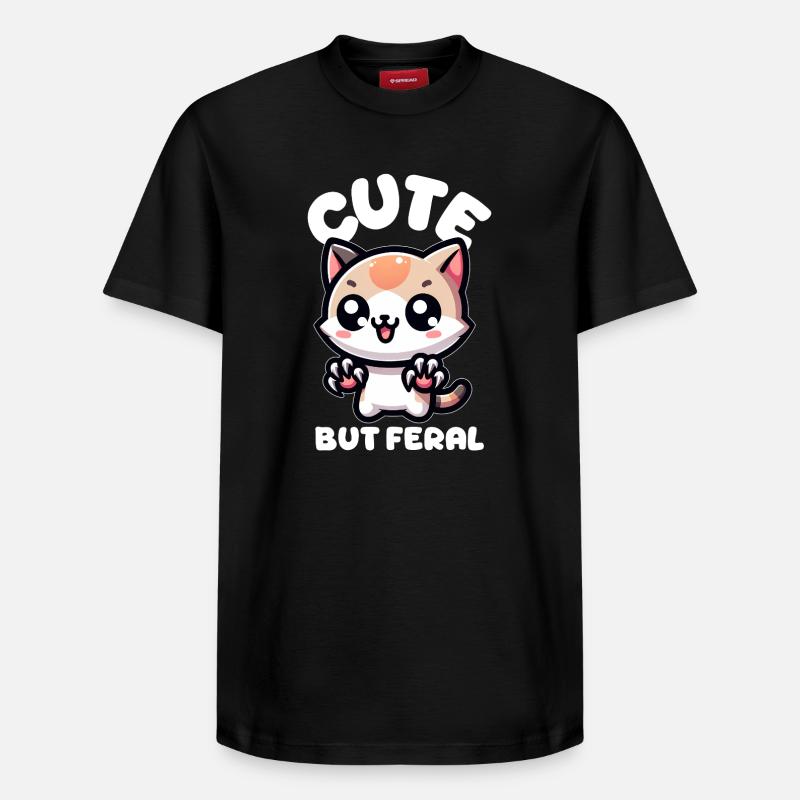 Chat mignon mais sauvage - T-shirt unisexe décontracté en coton Supima – de SPREAD - noir