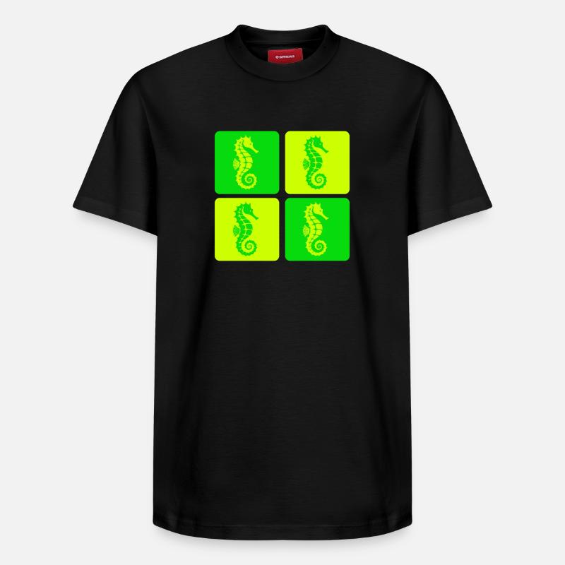 Seepferdchen Meer Design - Relaxed Unisex Supima Cotton T-Shirt – von SPREAD - Schwarz